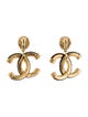 Chanel 2022 Leather CC Camellia Drop Earrings