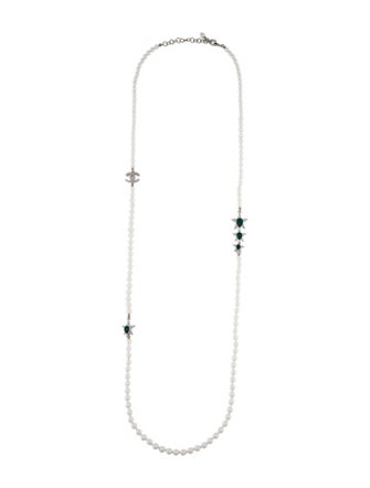 Chanel 2023 Faux Pearl & Strass CC Station Necklace