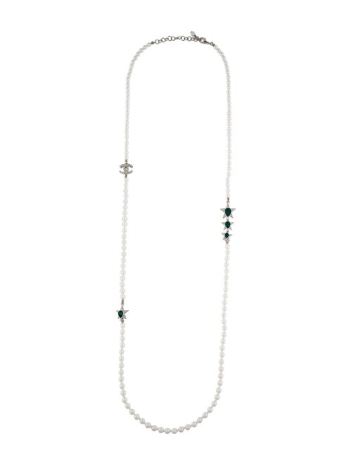 Chanel 2023 Faux Pearl & Strass CC Station Necklace