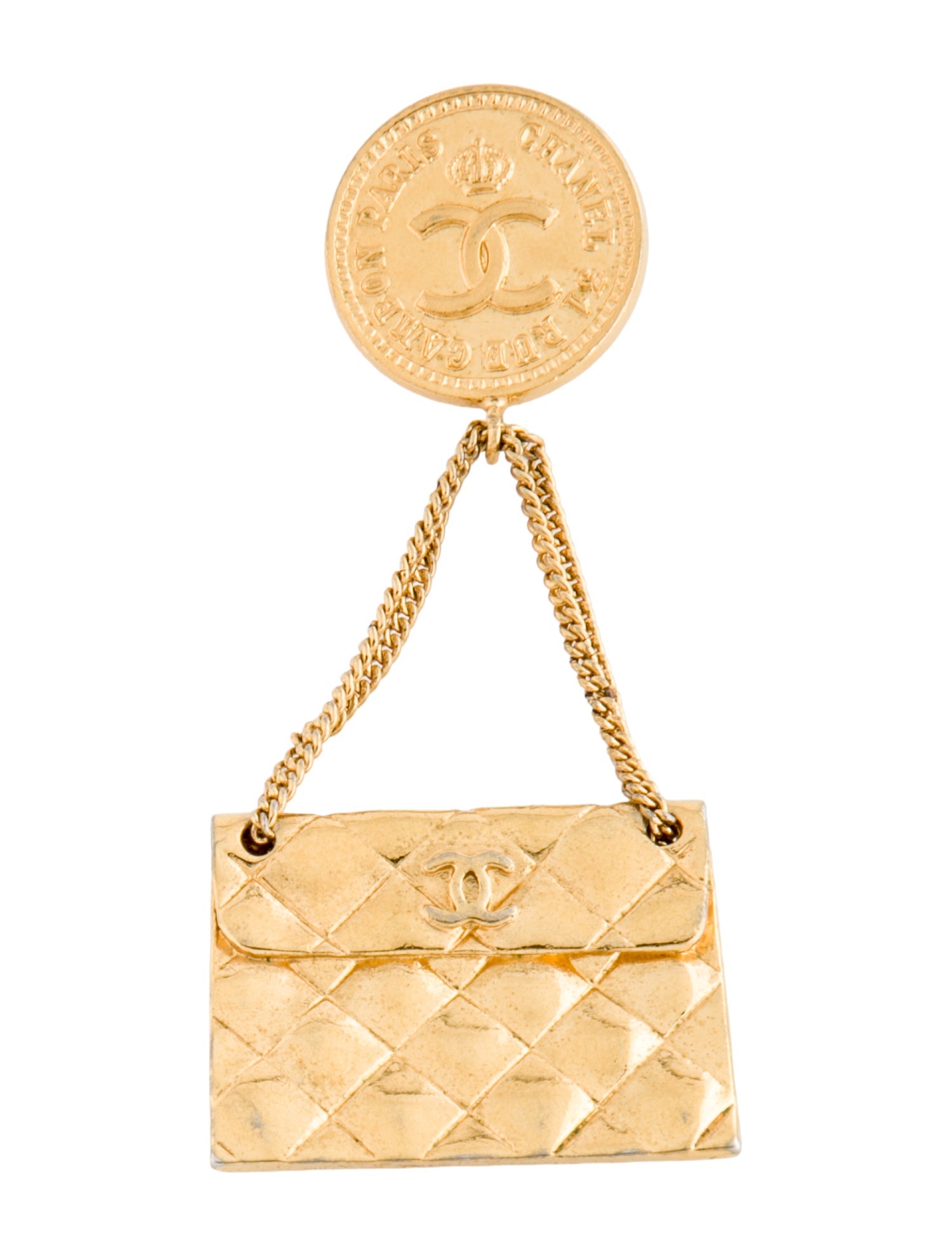 Chanel Vintage CC Quilted Flap Bag Brooch