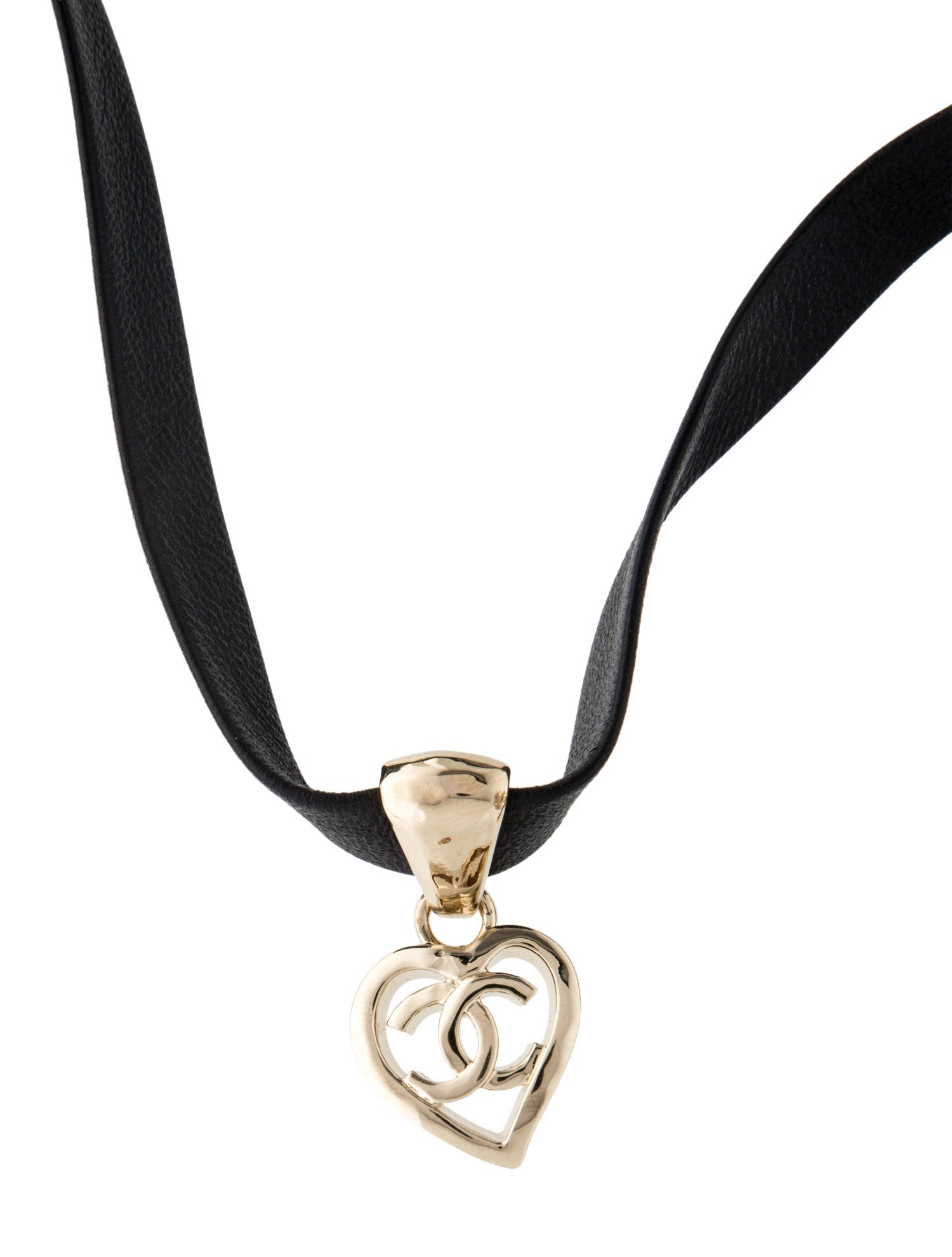 Chanel Leather CC Heart Choker Necklace