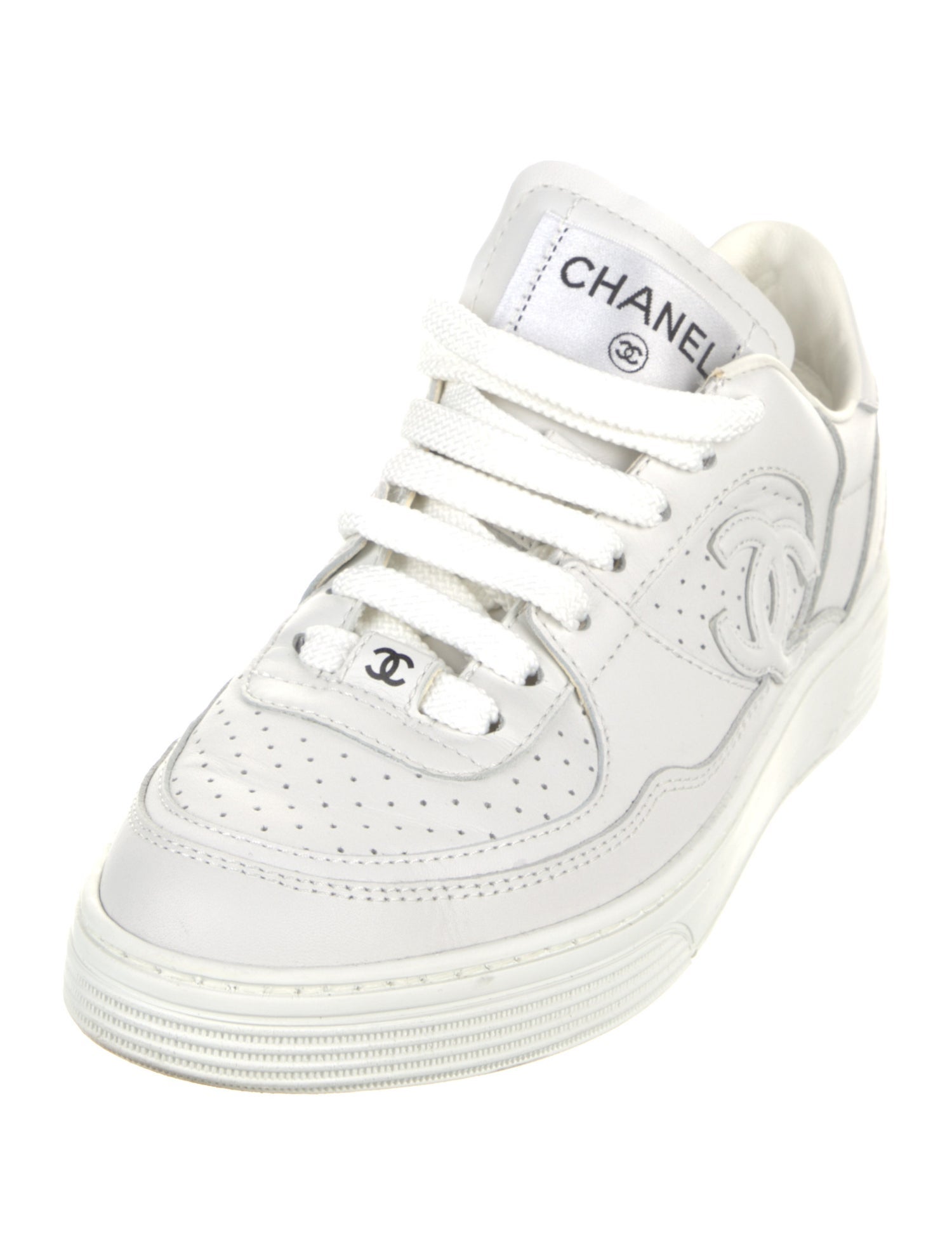 Chanel Interlocking CC Logo Leather Sneakers