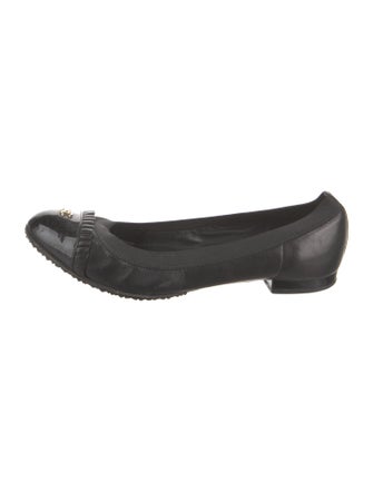 Chanel Interlocking CC Logo Leather Ballet Flats