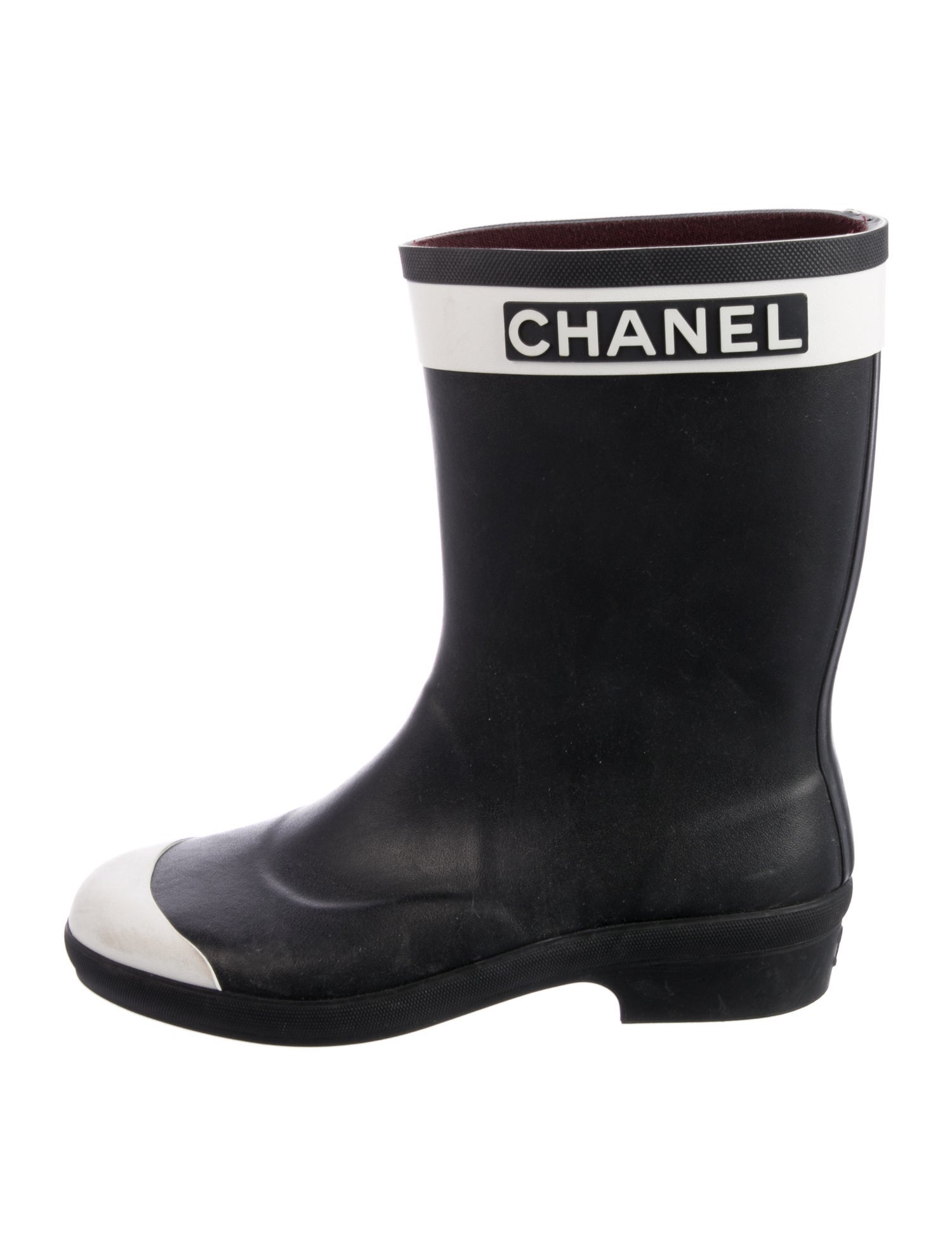 Chanel Interlocking CC Logo Rubber Rain Boots
