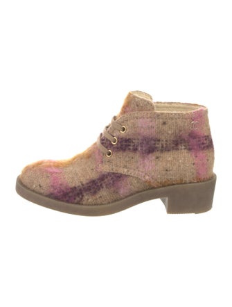Chanel Interlocking CC Logo Felt Lace-Up Boots