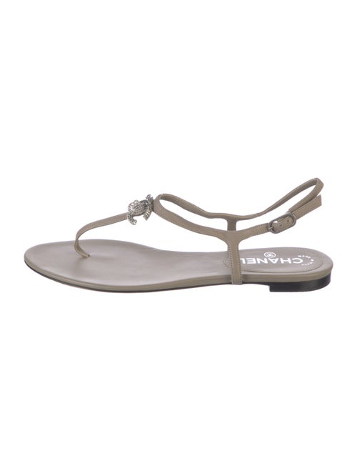 Chanel Interlocking CC Logo Leather T-Strap Sandals