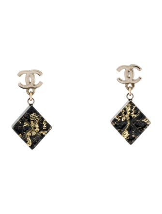 Chanel Resin CC Drop Earrings