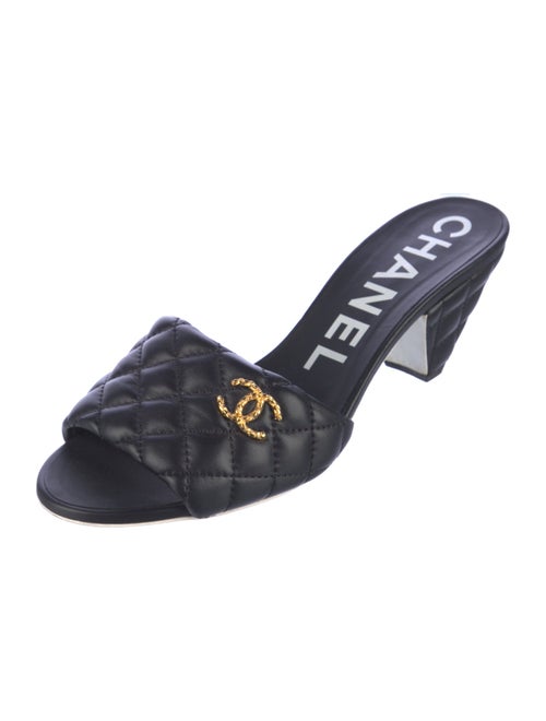 Chanel Interlocking CC Logo Lambskin Slides