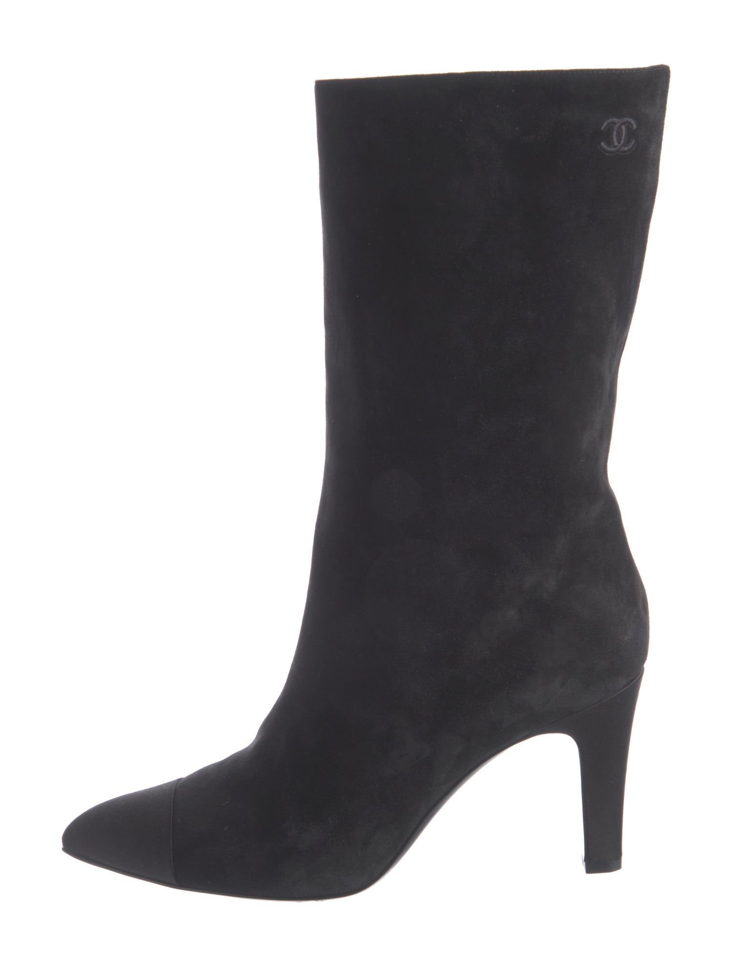 Chanel Interlocking CC Logo Suede Boots
