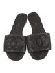 Chanel Interlocking CC Logo Leather Slides