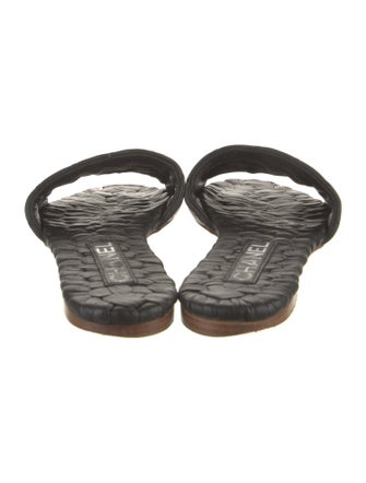 Chanel Interlocking CC Logo Leather Slides