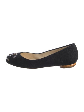 Chanel Interlocking CC Logo Tweed Ballet Flats