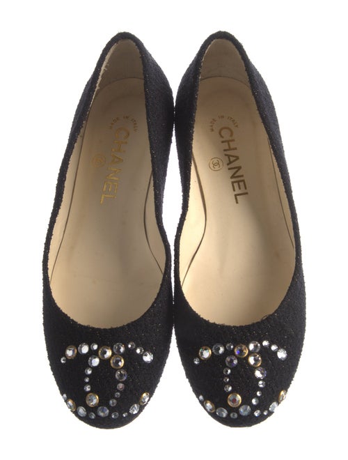 Chanel Interlocking CC Logo Tweed Ballet Flats