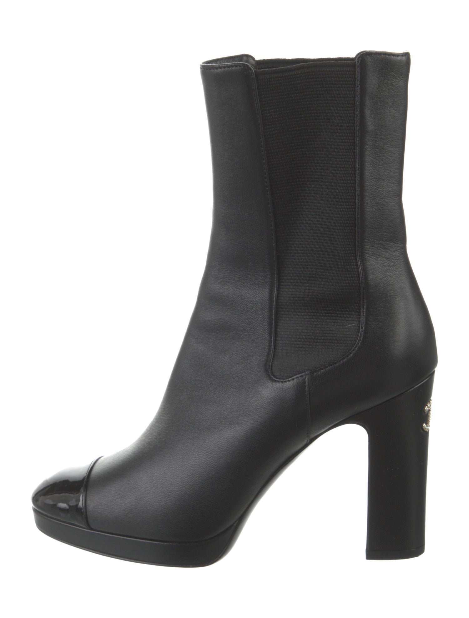 Chanel Interlocking CC Logo Leather Chelsea Boots