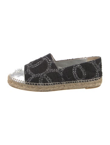 Chanel Flats Interlocking CC Logo Tweed Espadrilles Us8, It38 | 8