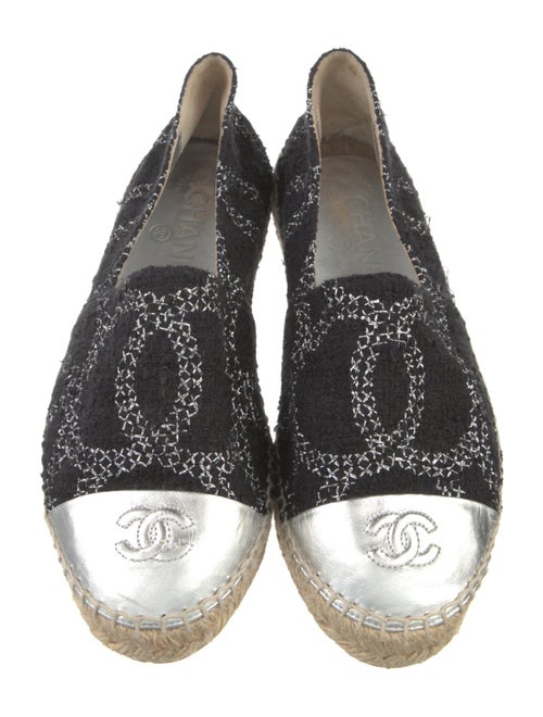 Chanel Interlocking CC Logo Tweed Espadrilles