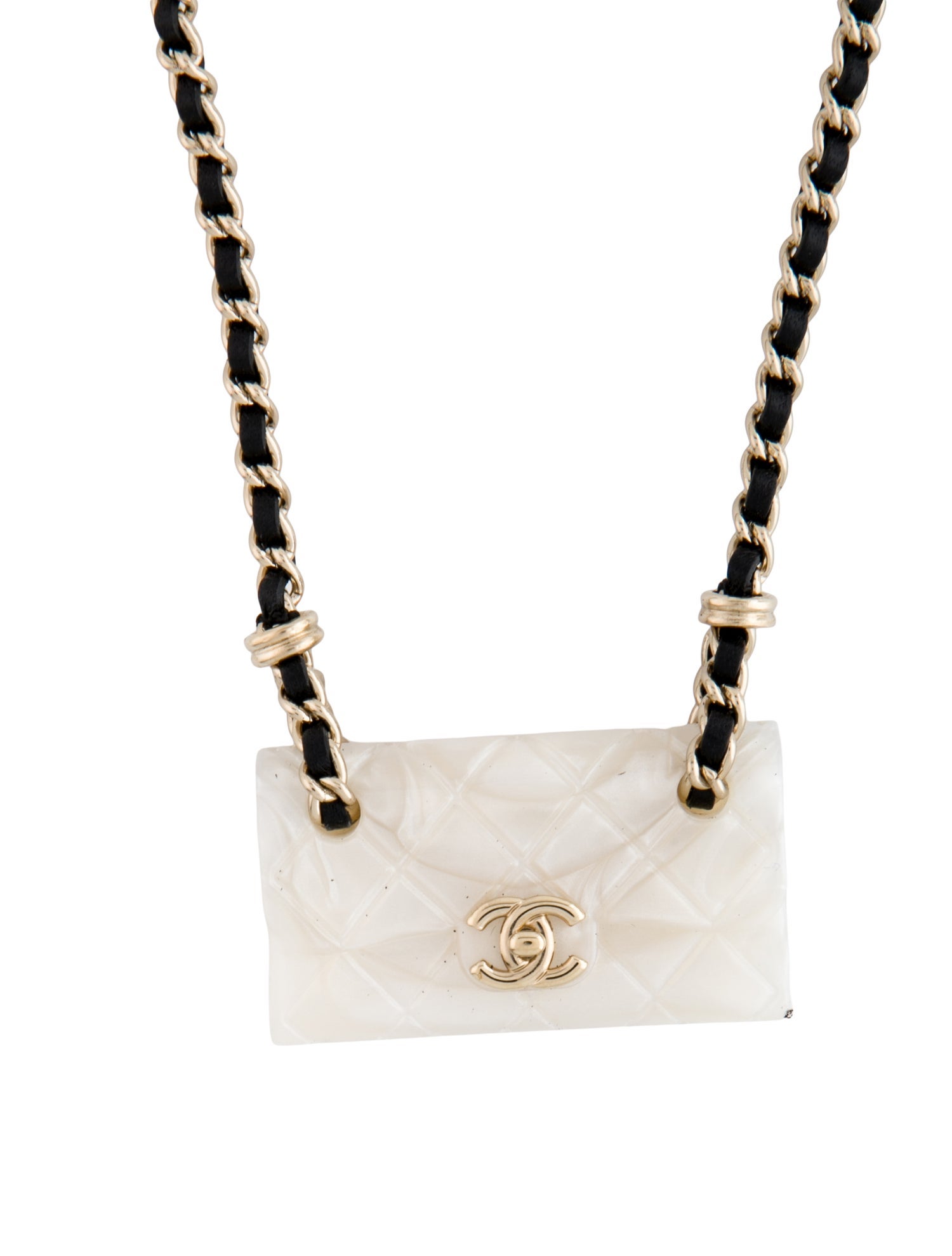 Chanel 2023 Leather & Resin CC Purse Pendant Necklace