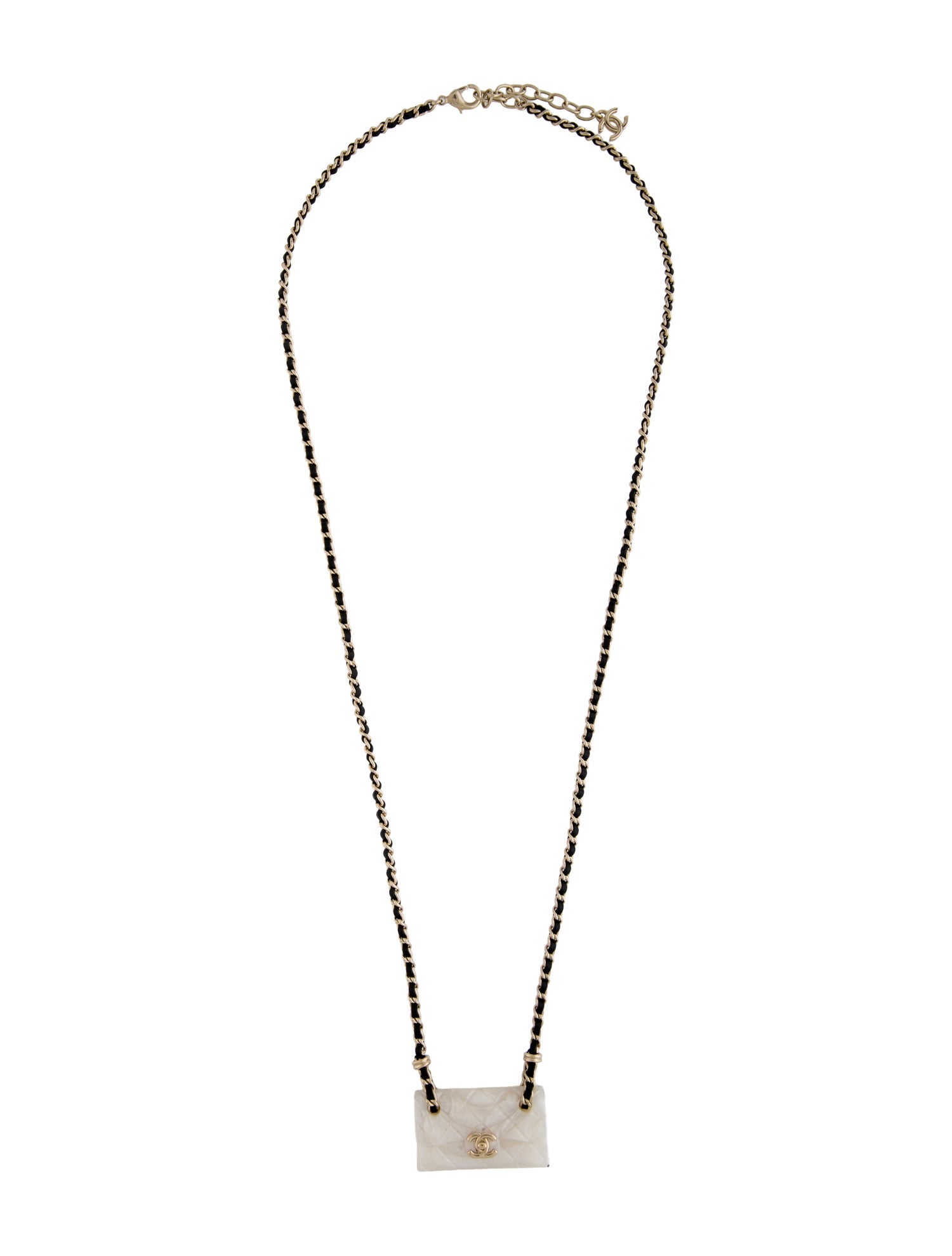 Chanel 2023 Leather & Resin CC Purse Pendant Necklace