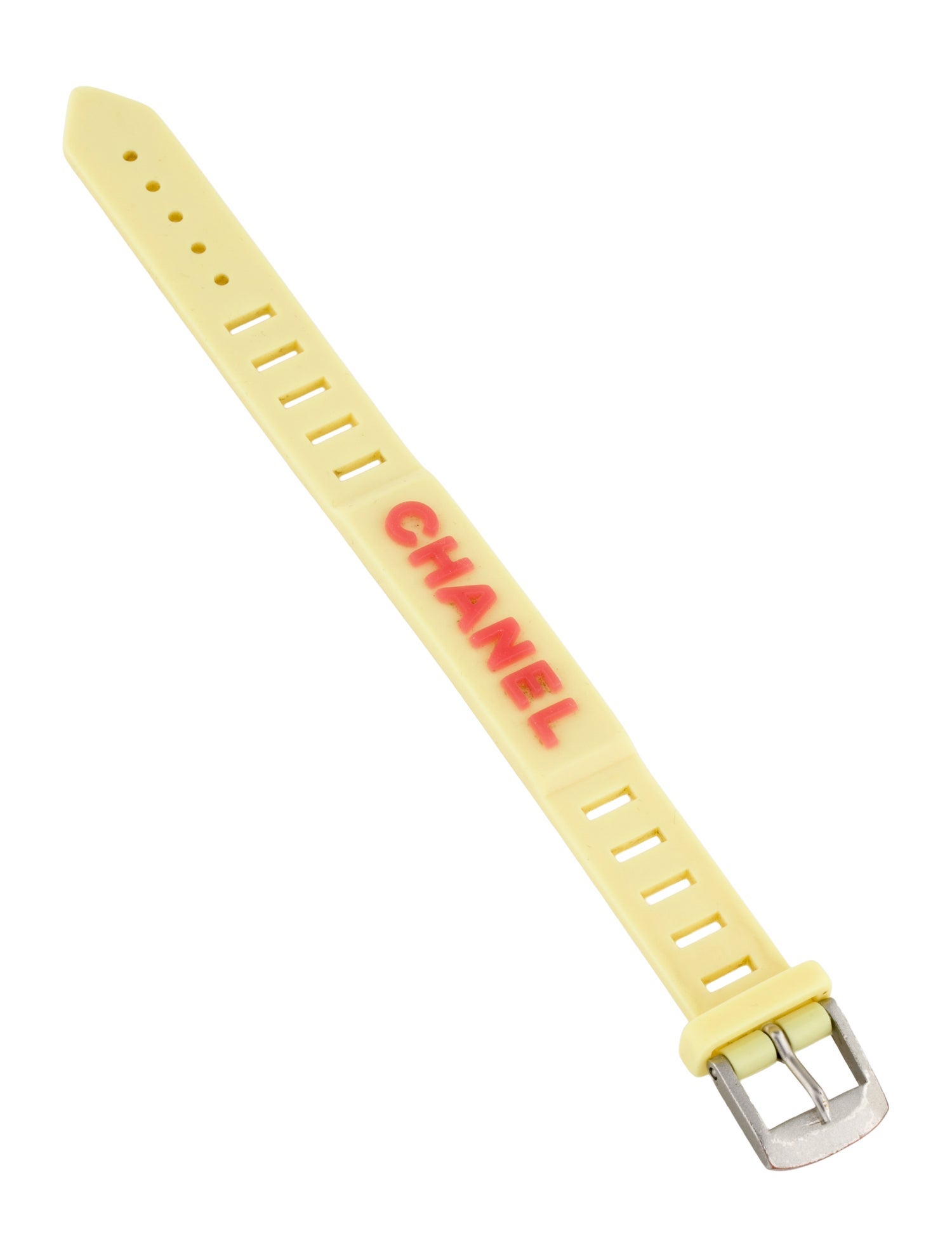 Chanel Vintage Rubber Logo Wrap Bracelet