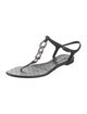 Chanel Interlocking CC Logo Chain-Link Accents T-Strap Sandals