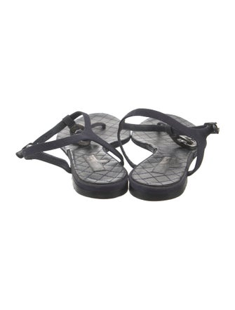 Chanel Interlocking CC Logo Chain-Link Accents T-Strap Sandals