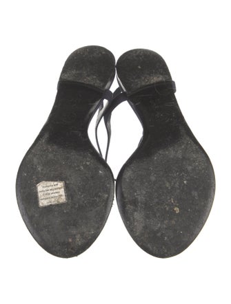 Chanel Interlocking CC Logo Chain-Link Accents T-Strap Sandals