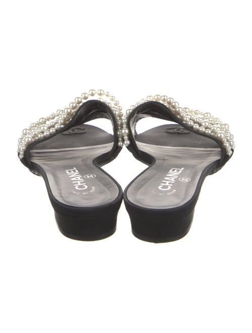 Chanel Faux Pearl Accents Canvas Slides