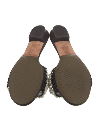 Chanel Faux Pearl Accents Canvas Slides