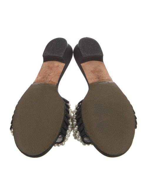 Chanel Faux Pearl Accents Canvas Slides