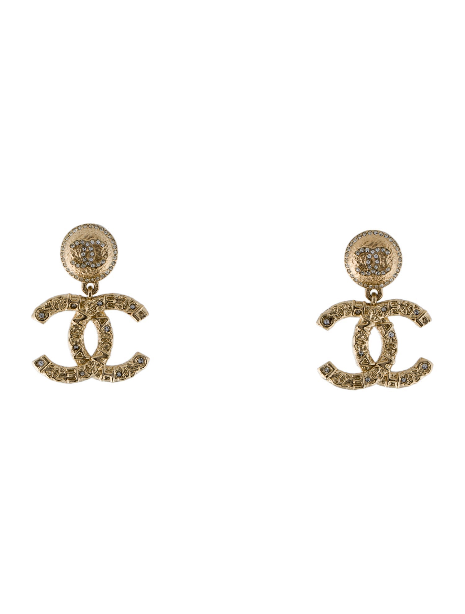 Chanel Strass CC Drop Earrings