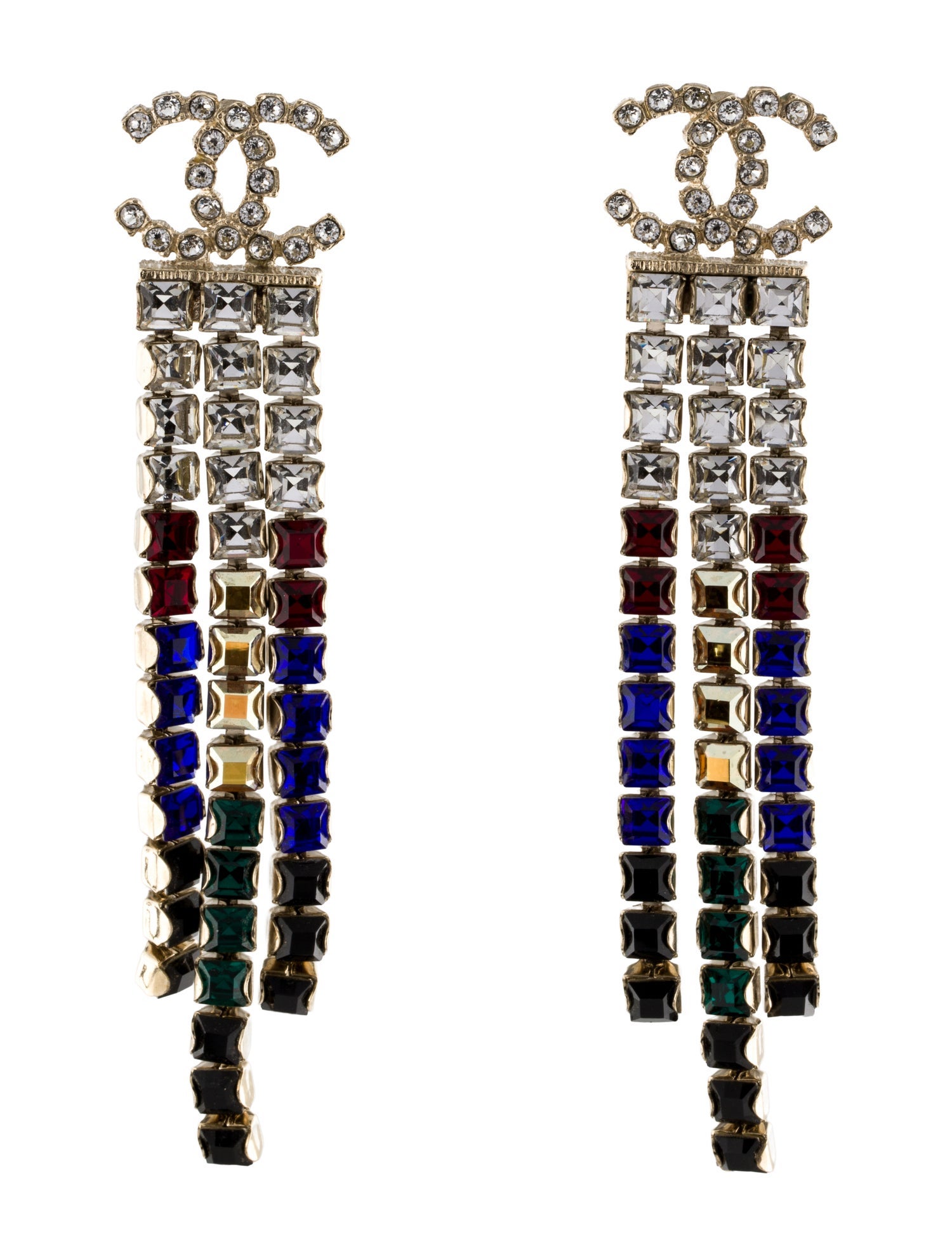 Chanel Strass CC Chandelier Earrings