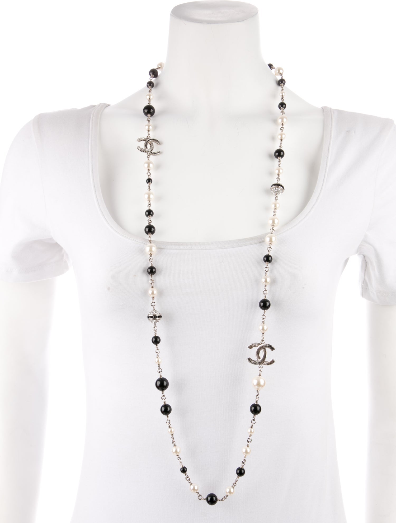 Chanel Faux Pearl, Resin & Strass CC Long Necklace