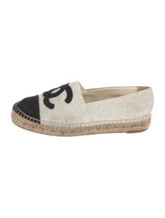Chanel Interlocking CC Logo Glitter Accents Espadrilles