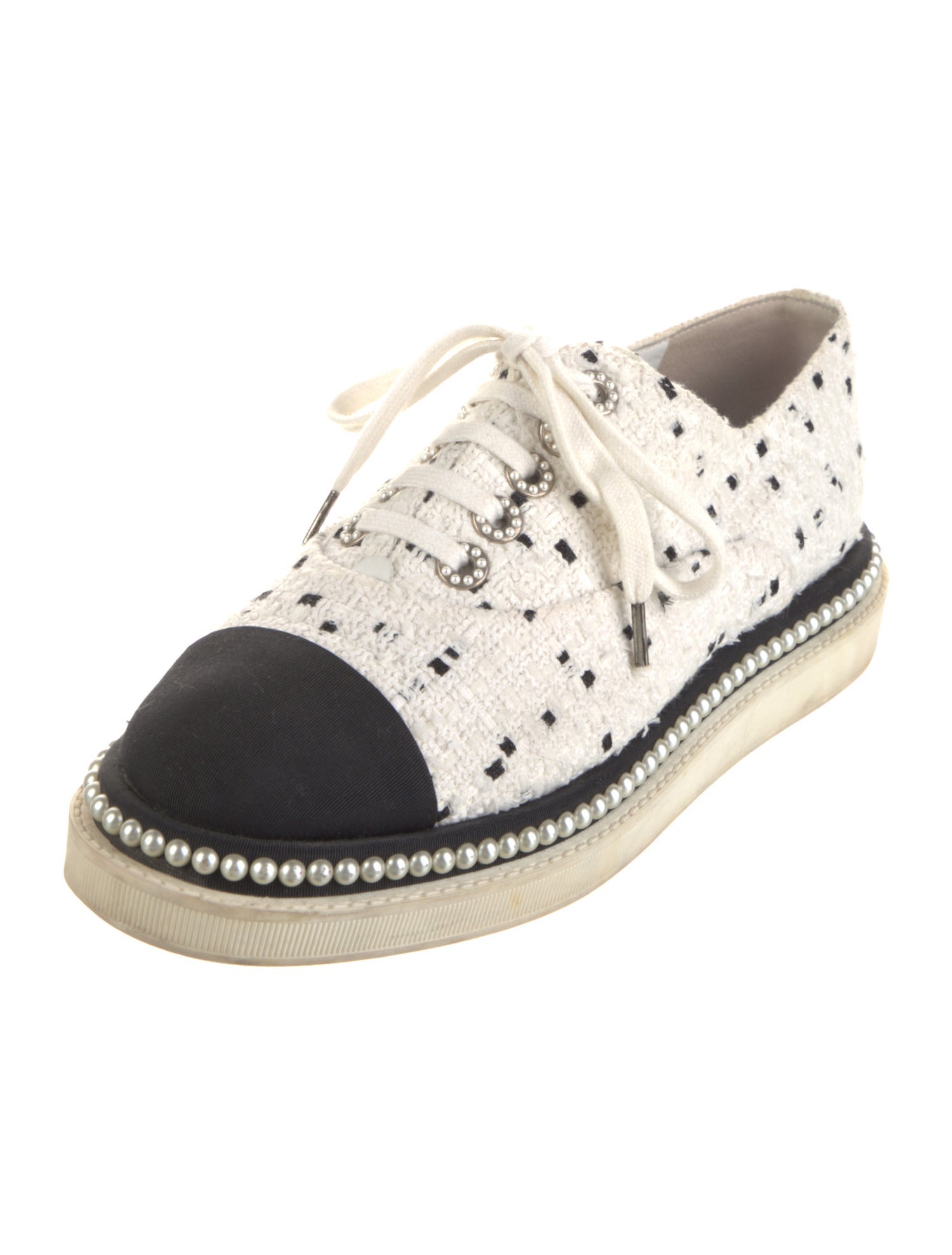 Chanel Interlocking CC Logo Tweed Oxfords