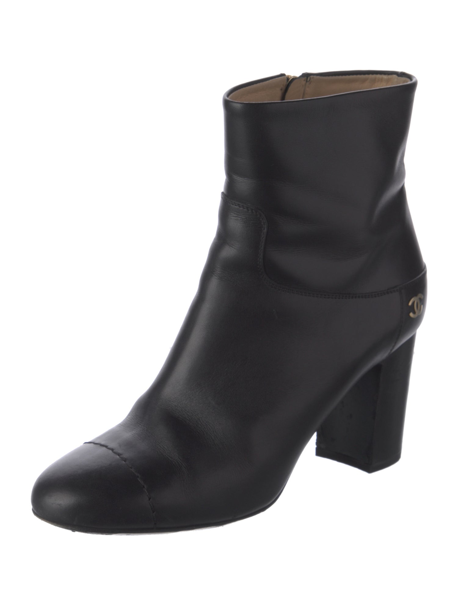 Chanel Interlocking CC Logo Leather Boots