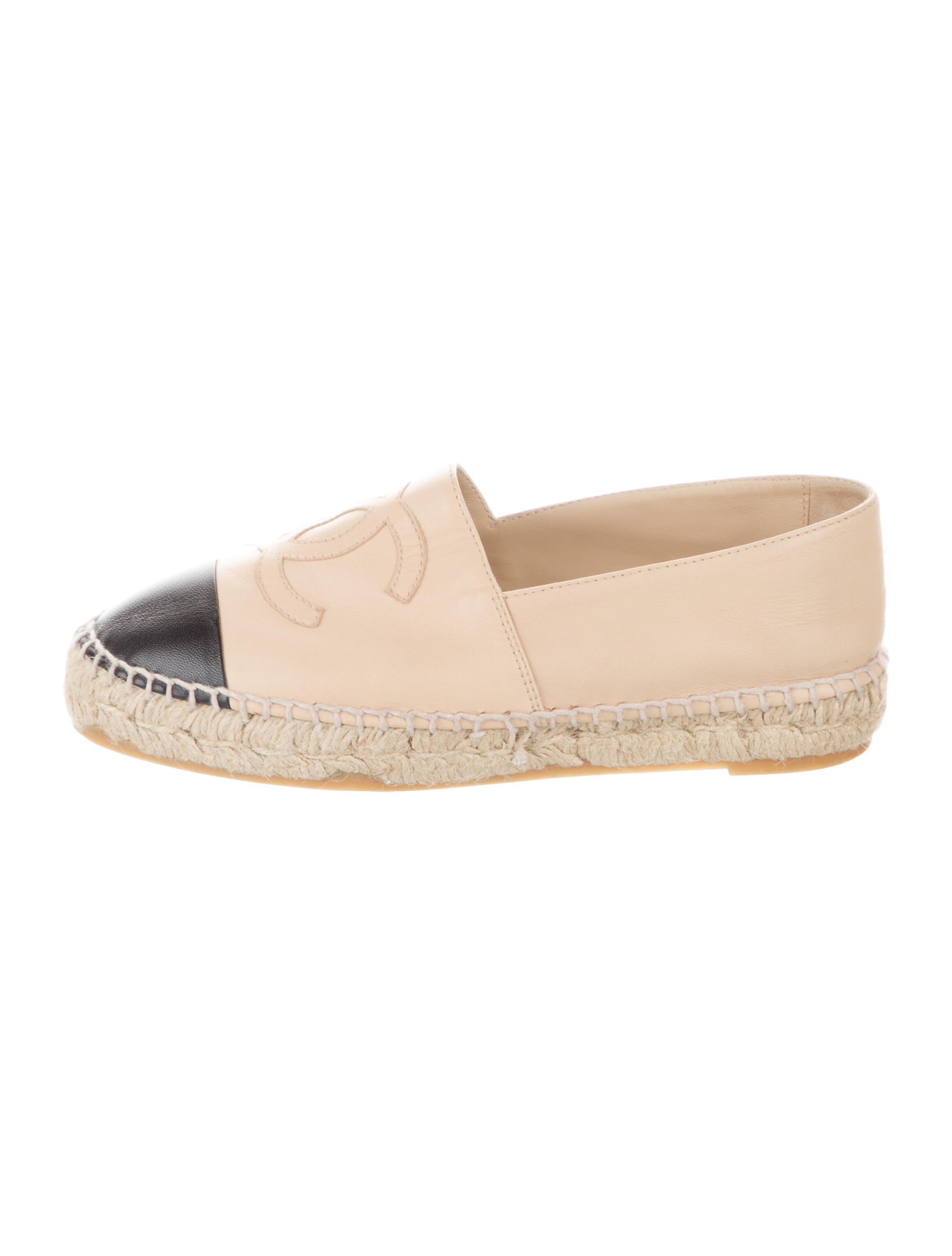 Chanel Interlocking CC Logo Lambskin Espadrilles