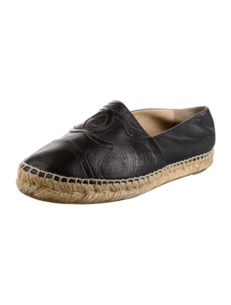 Chanel Interlocking CC Logo Leather Espadrilles
