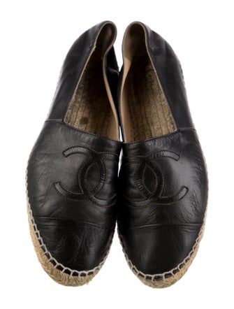 Chanel Interlocking CC Logo Leather Espadrilles