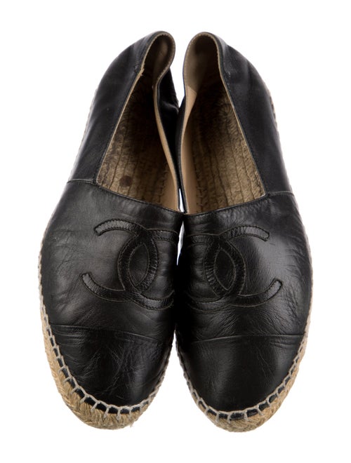 Chanel Interlocking CC Logo Leather Espadrilles