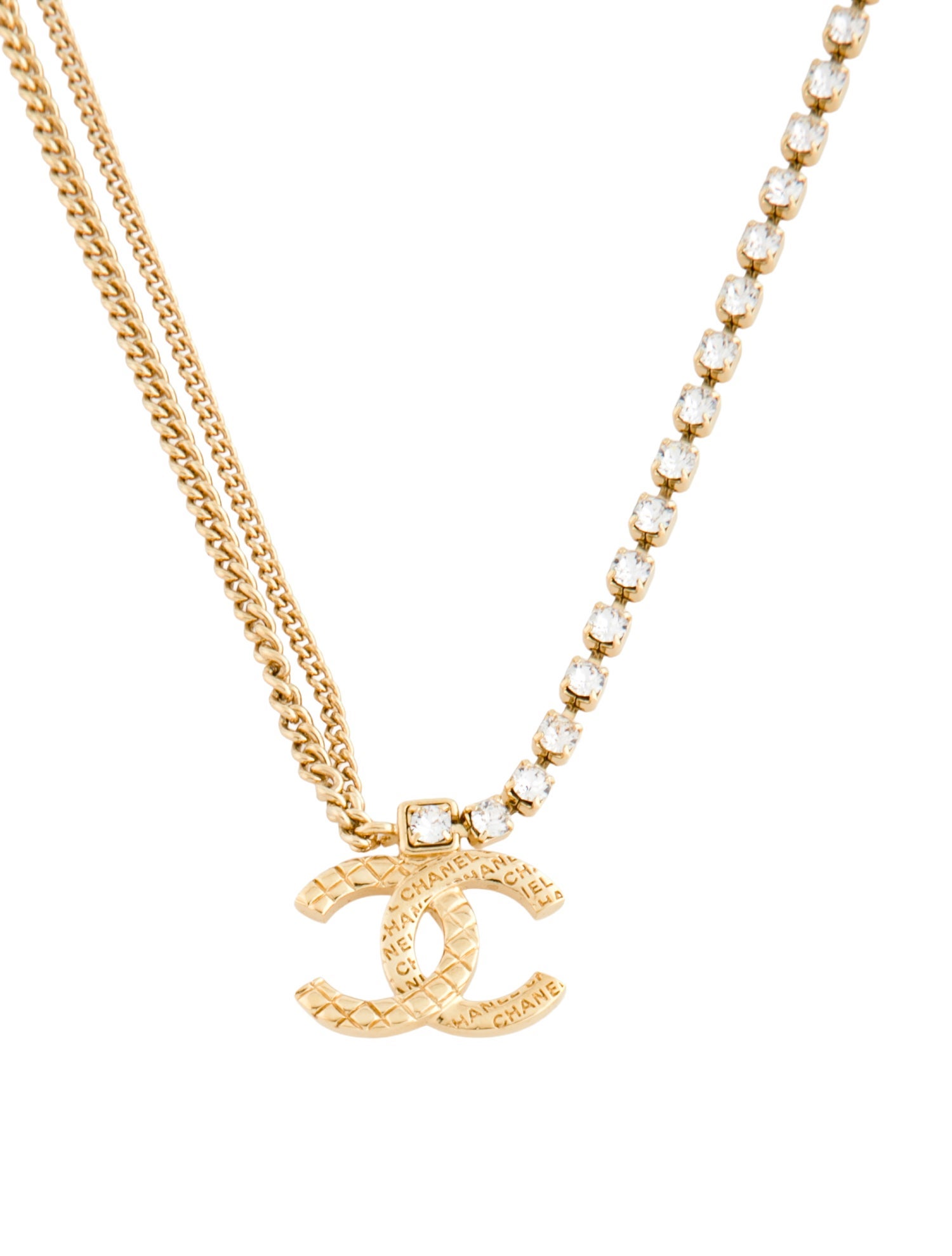 Chanel 2024 Strass CC Double Strand Necklace
