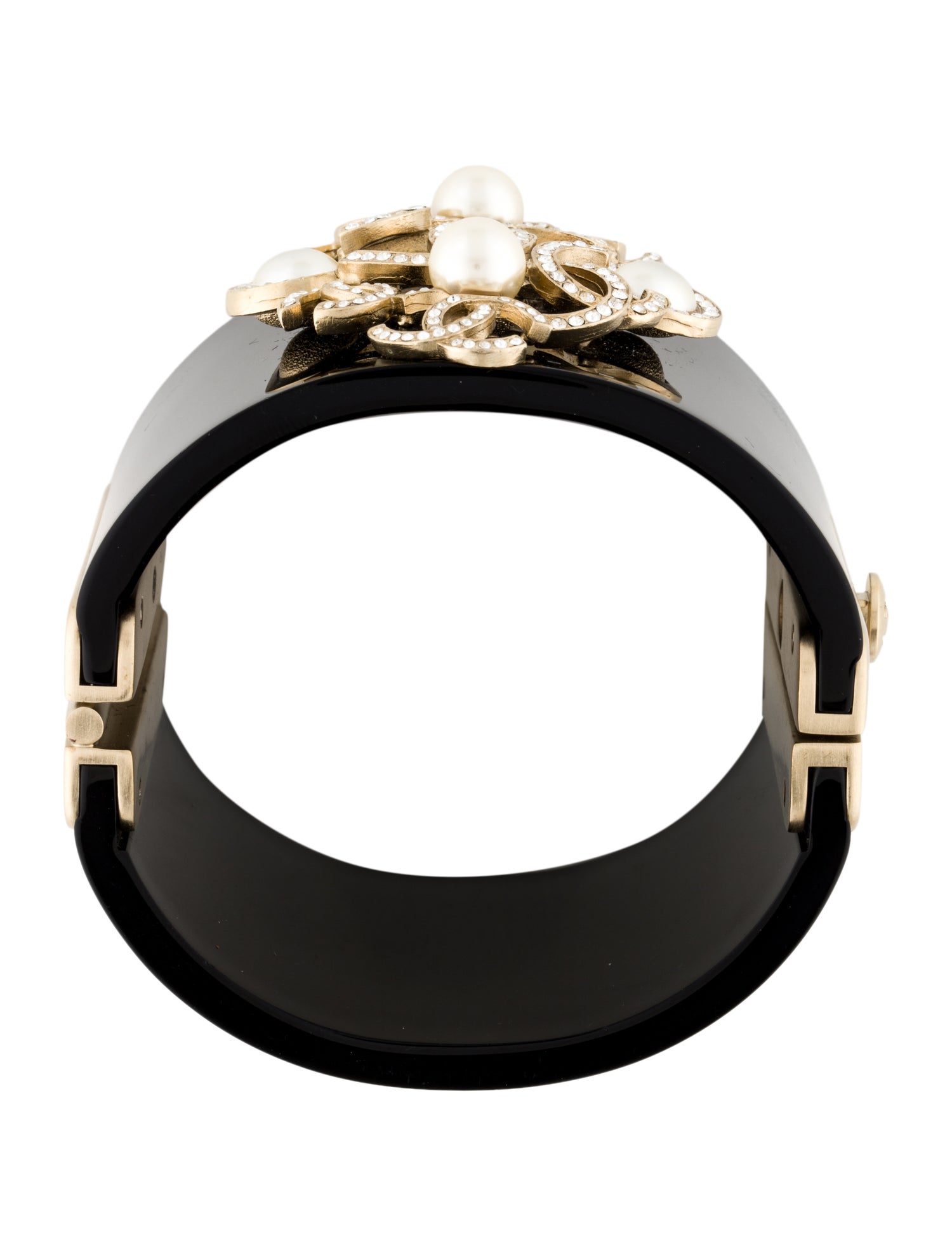 Chanel Faux Pearl, Strass & Resin CC Cuff Bracelet