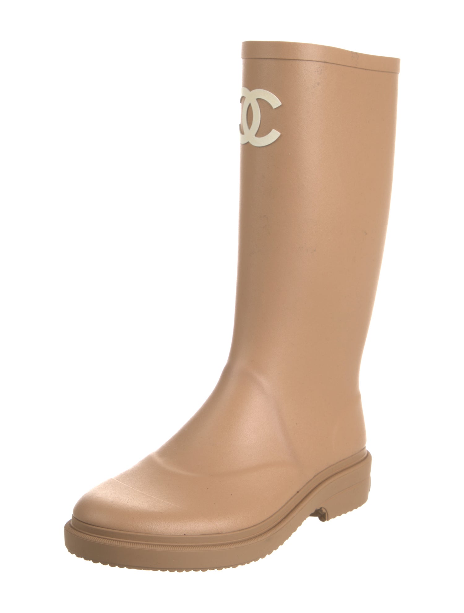 Chanel Interlocking CC Logo Rubber Rain Boots