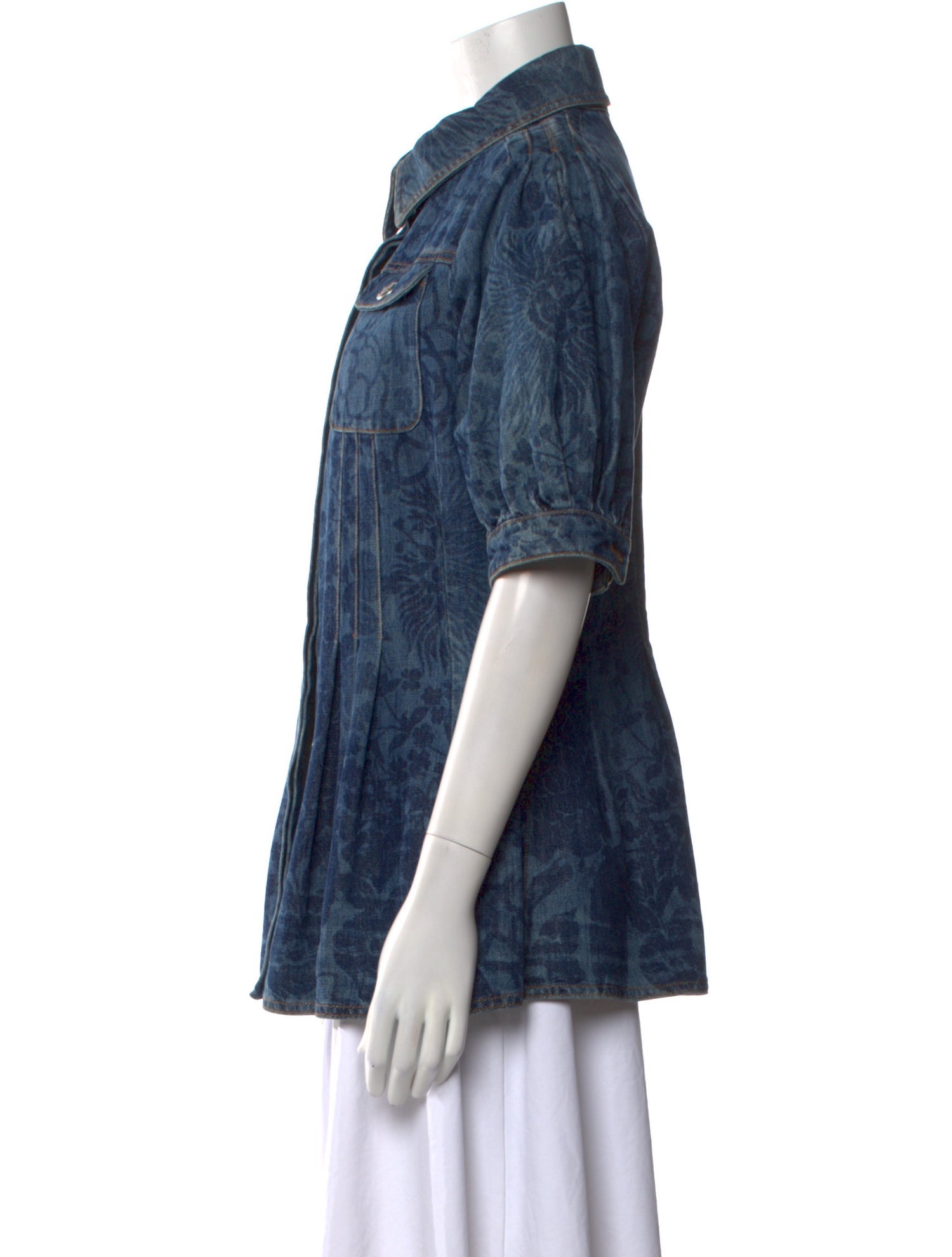 Chanel 2016 Printed Button-Up Top