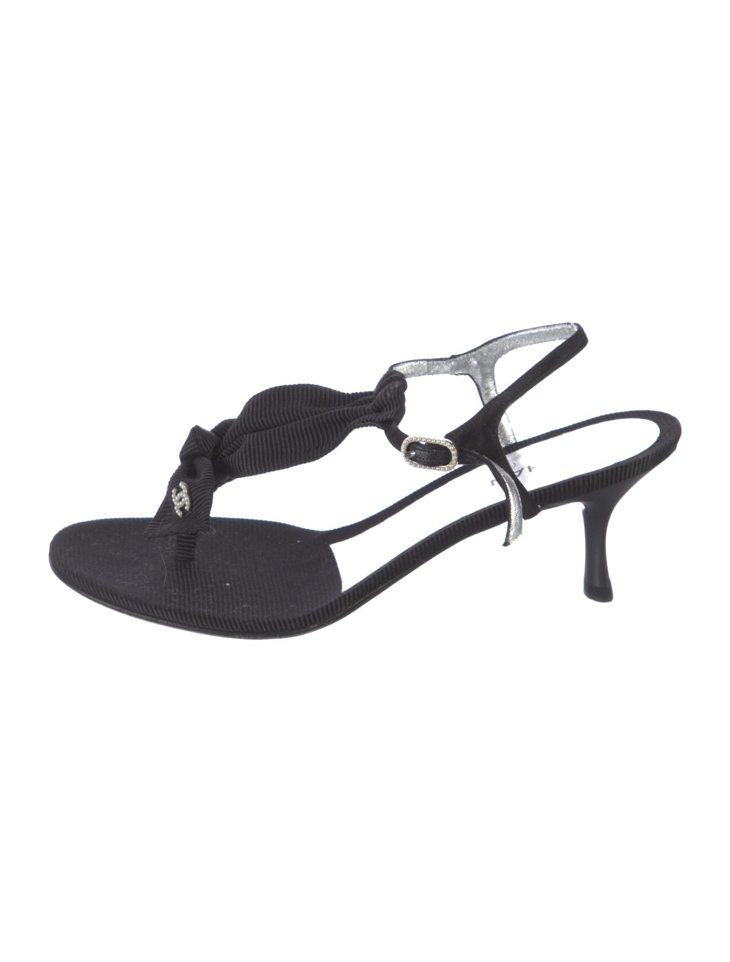 Chanel Interlocking CC Logo Canvas Slingback Sandals