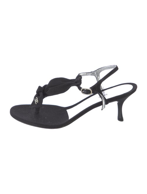 Chanel Interlocking CC Logo Canvas Slingback Sandals