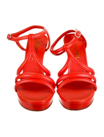 Chanel 2018 Interlocking CC Logo T-Strap Sandals