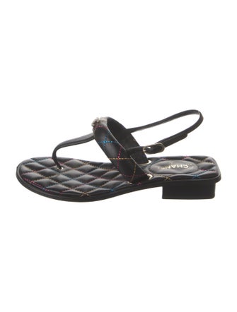 Chanel 2021 Interlocking CC Logo T-Strap Sandals