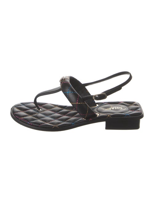 Chanel 2021 Interlocking CC Logo T-Strap Sandals