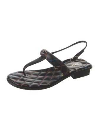 Chanel 2021 Interlocking CC Logo T-Strap Sandals