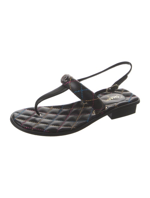 Chanel 2021 Interlocking CC Logo T-Strap Sandals